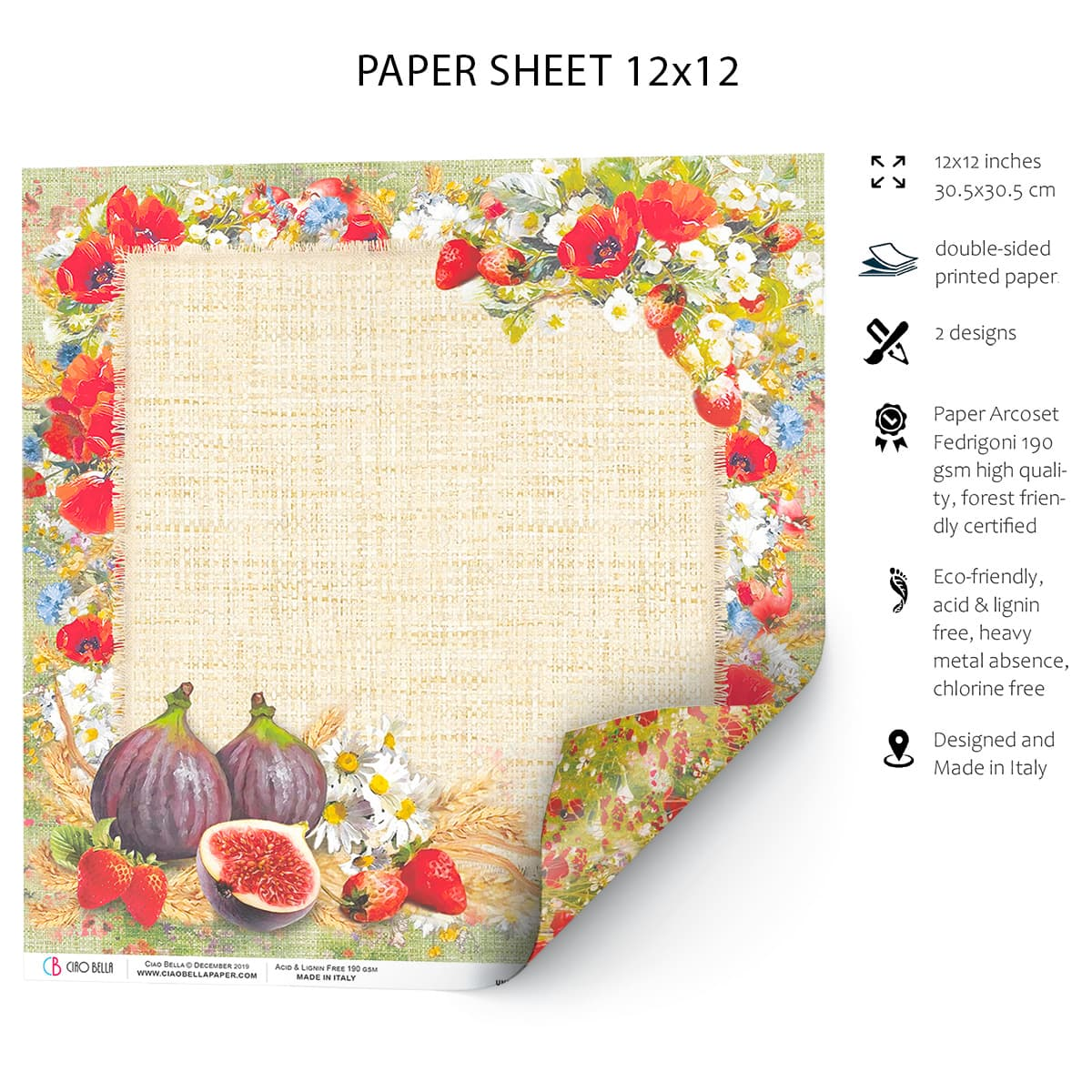 Mulberry Printed Paper Collage Sheets, Ciao Bella