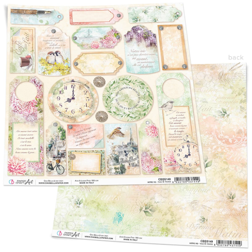 Notre Vie Tags & Frames Paper Sheet 12"x12"