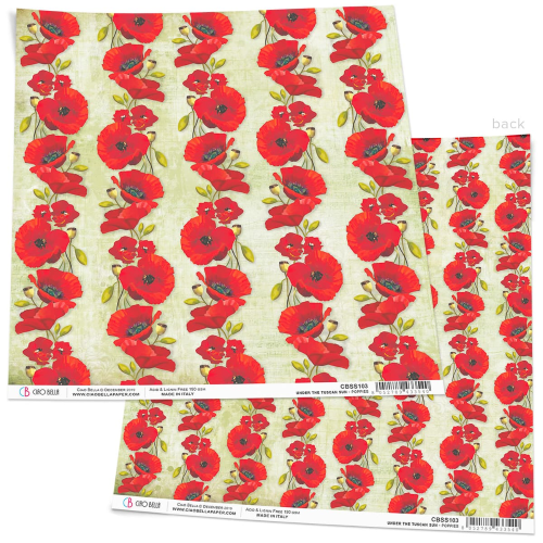 Poppies Paper Sheet 12"x12"