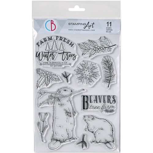 Clear Stamp Set 6"x8" Beavers Tree Farm