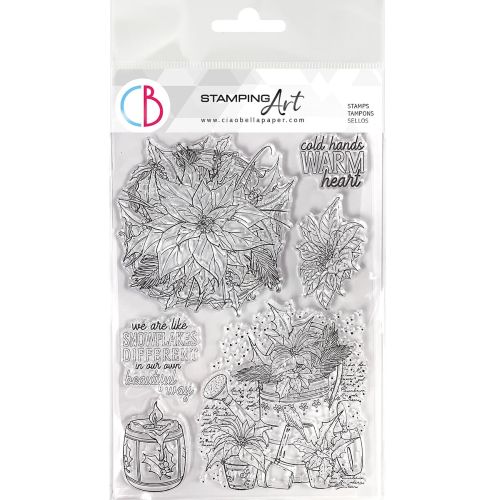 Clear Stamp Set 6"x8" Poinsettia