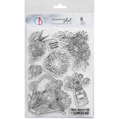 Clear Stamp Set 6"x8" Growing sunflowers