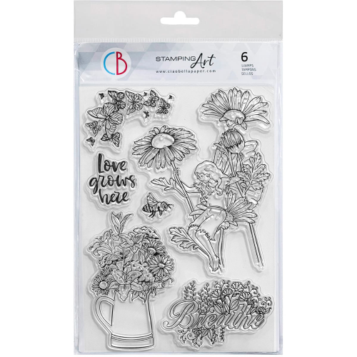 Clear Stamp Set 6"x8" Flowers Fairy
