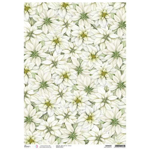 Rice Paper A3 White poinsettia