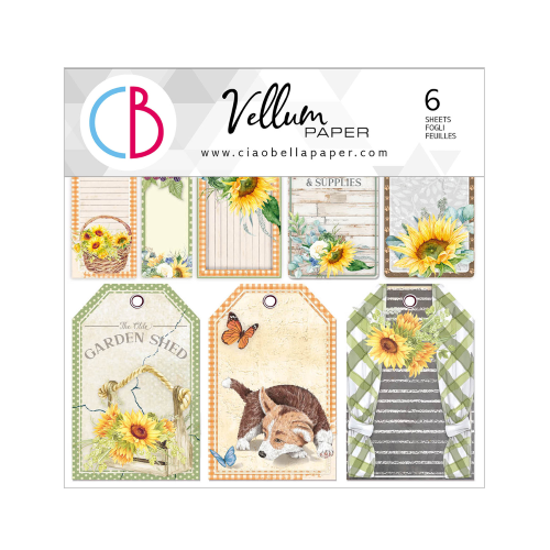 Vellum Farmhouse Garden Fussy Cut 6"x6" 6/Pkg