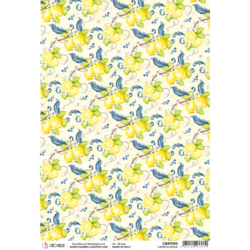 Blue Dream Lemons Rice Paper Decoupage Sheet
