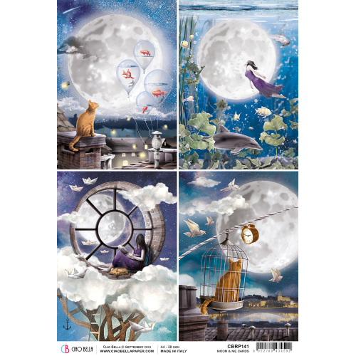 Rice Paper A4 Moon & Me Cards