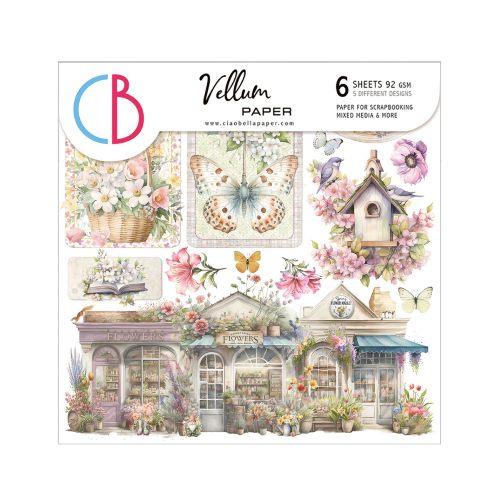 Vellum Flower Shop  Fussy Cut 6"x6" 6/Pkg
