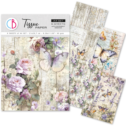 Tissue Paper A4 MIX 6/Pkg Whismical Butterflies