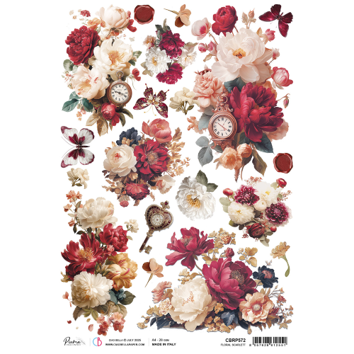 Rice Paper A4 Floral Scarlett