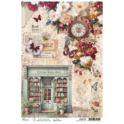 Rice Paper A4 Vintage Book Shop