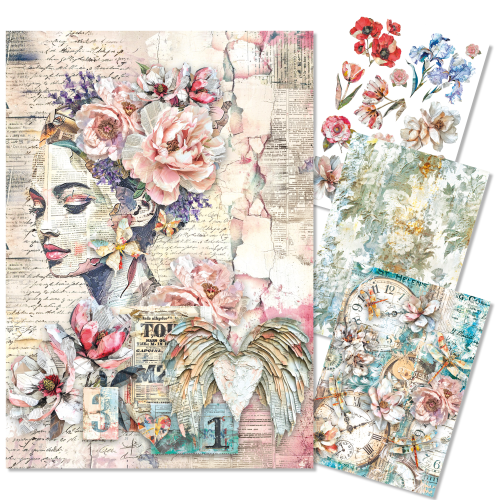 Mixed Media rice paper A4 set 4/Pkg The Sound of Spring