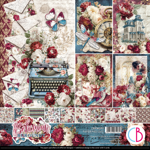 Bohemian burgundy   Paper Pad 12"x12" 12/Pkg
