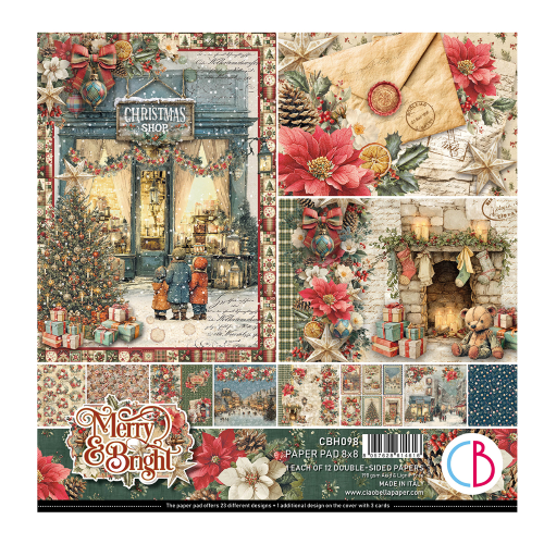 Merry & Bright  Paper  Pad 8"x8" 12/Pkg