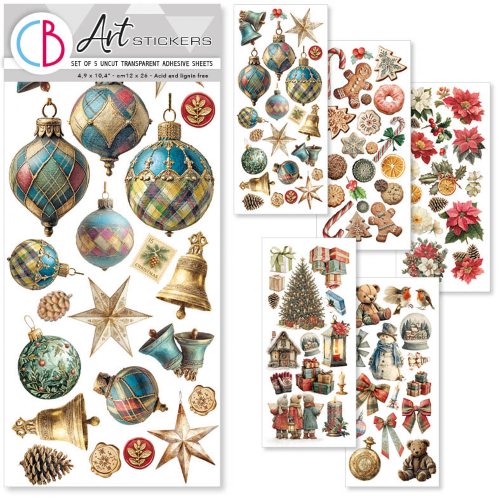Art Stickers Merry & Bright transparent adhesive sheets 5/Pkg