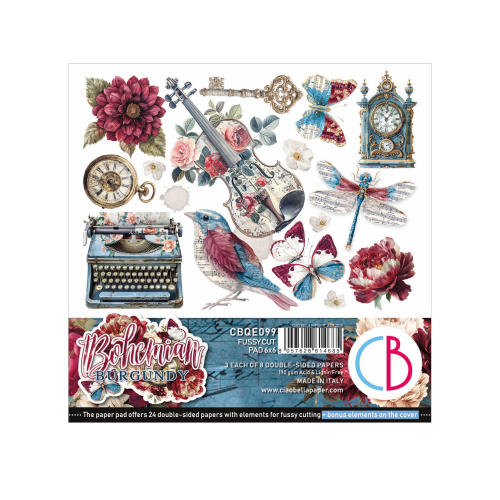 Bohemian burgundy  Fussy Cut Pad 6"x6" 24/Pkg