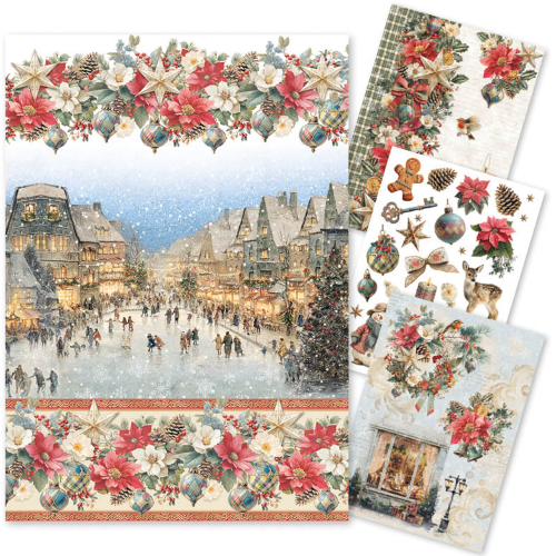 Rice Paper Set A4 MIXED 4/Pkg Merry & Bright