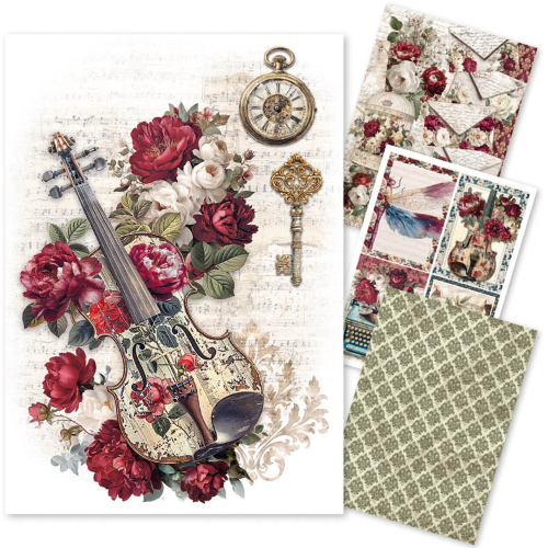 Rice Paper Set A4 MIXED 4/Pkg Bohemian burgundy 