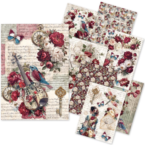 Rice Paper Set A5 MIXED 8/Pkg Bohemian burgundy 