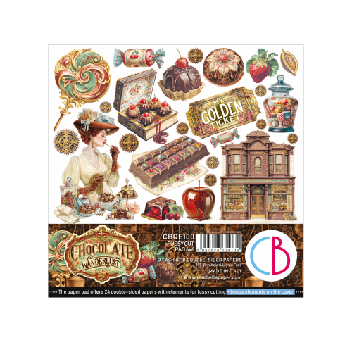 Chocolate Wanderlust  Fussy Cut Pad 6"x6" 24/Pkg