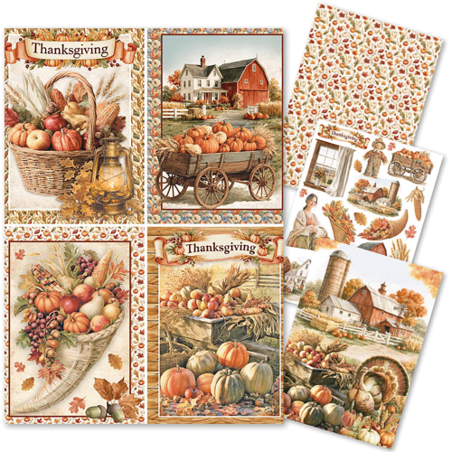 Rice Paper Set A4 MIXED 4/Pkg Thanksgiving