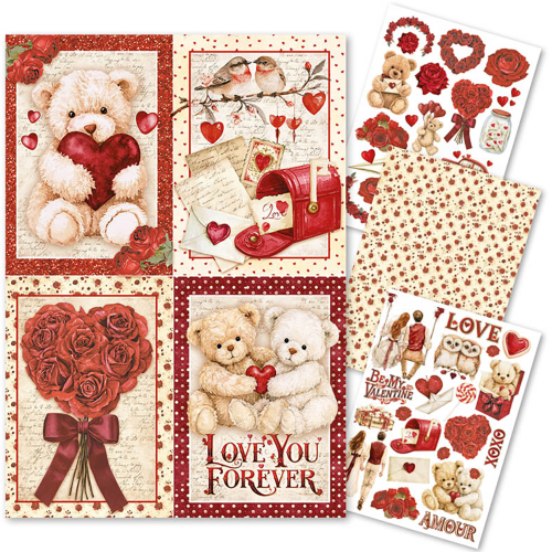 Rice Paper Set A4 MIXED 4/Pkg St.Valentine