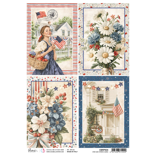 Rice Paper A4 Star and stripes cards