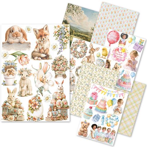 Rice Paper Set A5 MIXED 8/Pkg Easter & Happy Birthday