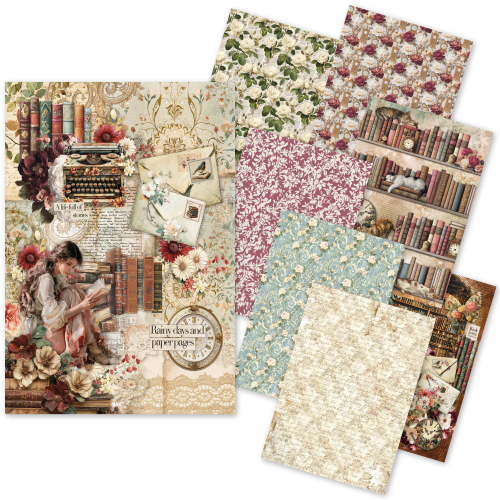 Craftmix Book Lovers Encyclopedia  Mixed A5 Paper Pack - 8 Sheets (Tissue & Vellum Variety)